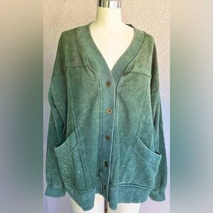 Elegant Green Button-Up Cardigan